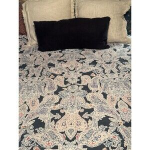 Pottery Barn Full/Queen Luna Paisley Duvet Cover Blue  Organic Cotton Teen Dorm